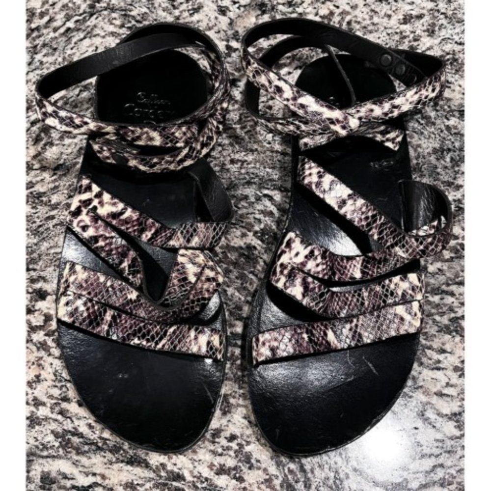 BNWOT CALLEEN CORDERO PYTHON ANKLE WRAP STRAP SANDALS 9 - Picture 2 of 8